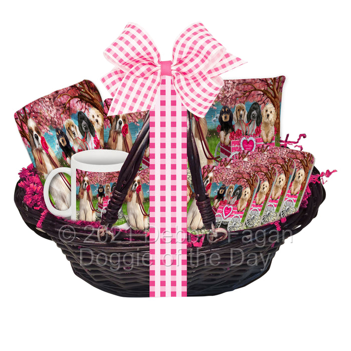 Mother's Day Gift Basket Cocker Spaniel Dogs Blanket, Pillow, Coasters, Magnet, Coffee Mug and Ornament