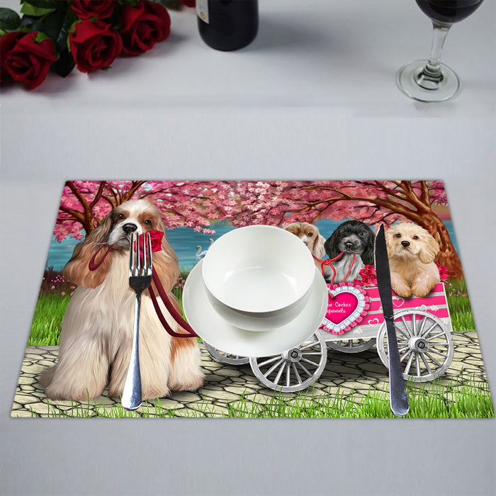 I Love Cocker Spaniel Dogs in a Cart Placemat