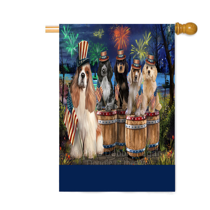Personalized 4th of July Firework Cocker Spaniel Dogs Custom House Flag FLG-DOTD-A57946