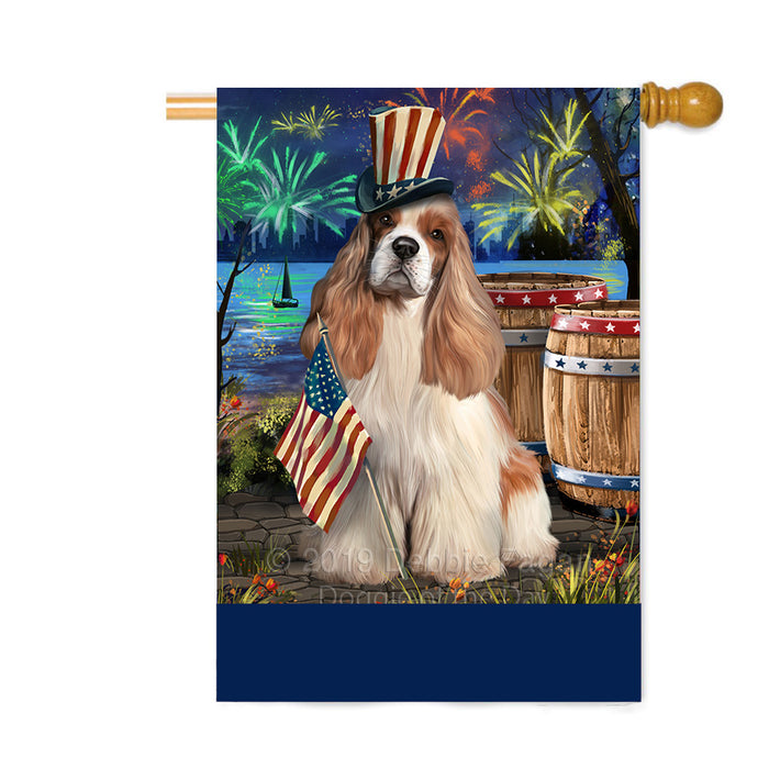 Personalized 4th of July Firework Cocker Spaniel Dog Custom House Flag FLG-DOTD-A57945