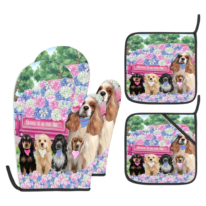 Cocker Spaniel Oven Mitts and Pot Holder Set: Explore a Variety of Designs, Personalized, Potholders with Kitchen Gloves for Cooking, Custom, Halloween Gifts for Dog Mom