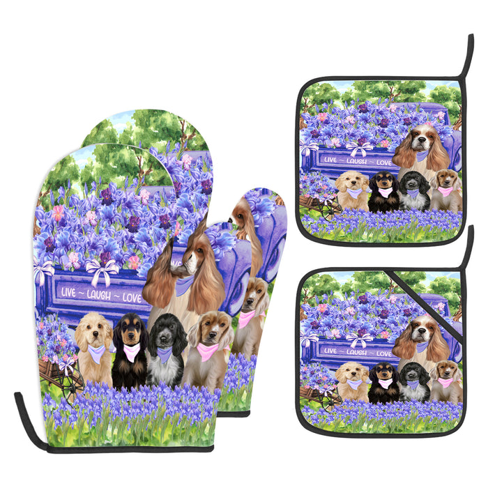 Cocker Spaniel Oven Mitts and Pot Holder Set, Kitchen Gloves for Cooking with Potholders, Explore a Variety of Designs, Personalized, Custom, Dog Moms Gift