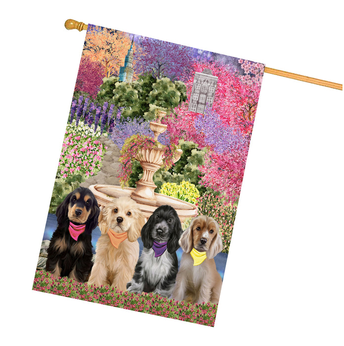 Cocker Spaniel Dogs House Flag: Explore a Variety of Designs, Weather Resistant, Double-Sided, Custom, Personalized, Home Outdoor Yard Decor for Dog and Pet Lovers