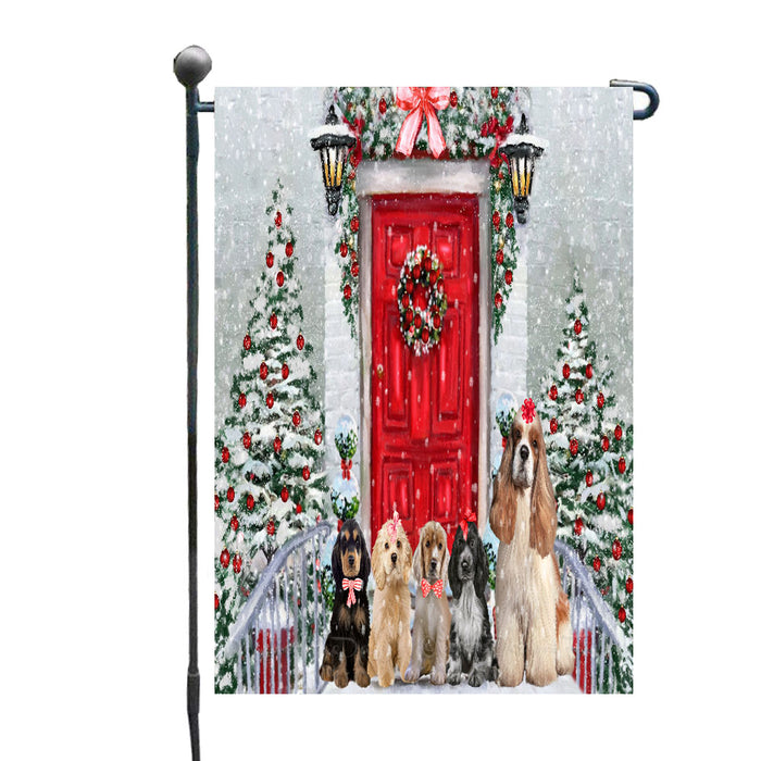 Christmas Holiday Welcome Cocker Spaniel Dogs Garden Flags- Outdoor Double Sided Garden Yard Porch Lawn Spring Decorative Vertical Home Flags 12 1/2"w x 18"h
