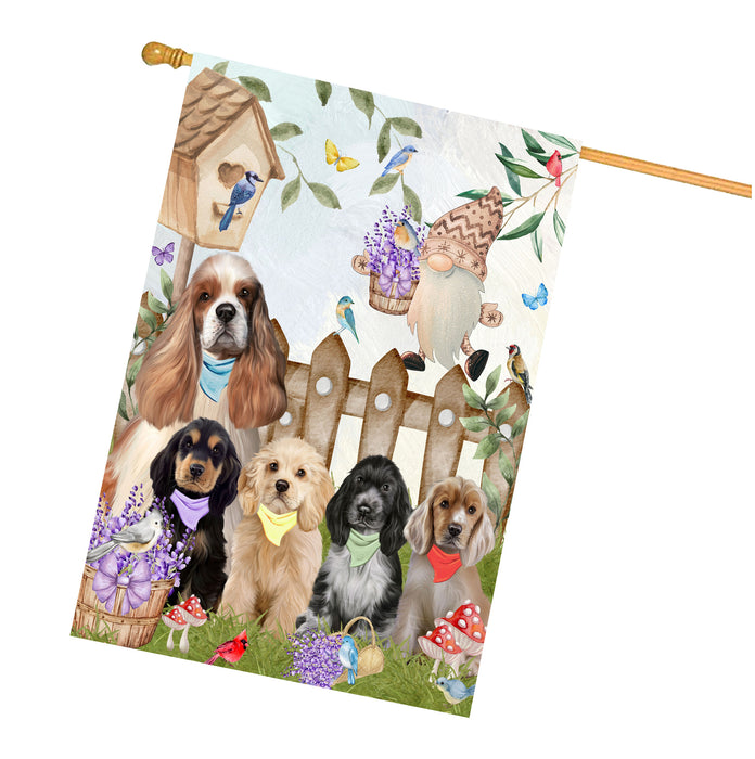 Cocker Spaniel Dogs House Flag: Explore a Variety of Designs, Custom, Personalized, Weather Resistant, Double-Sided, Home Outside Yard Decor for Dog and Pet Lovers