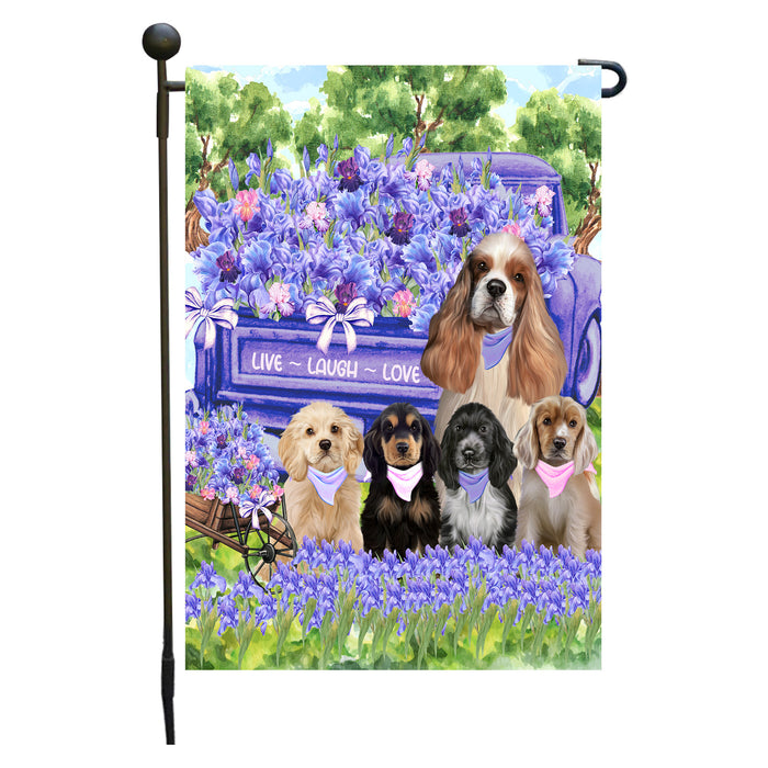 Cocker Spaniel Dogs Garden Flag for Dog and Pet Lovers, Explore a Variety of Designs, Custom, Personalized, Weather Resistant, Double-Sided, Outdoor Garden Yard Decoration