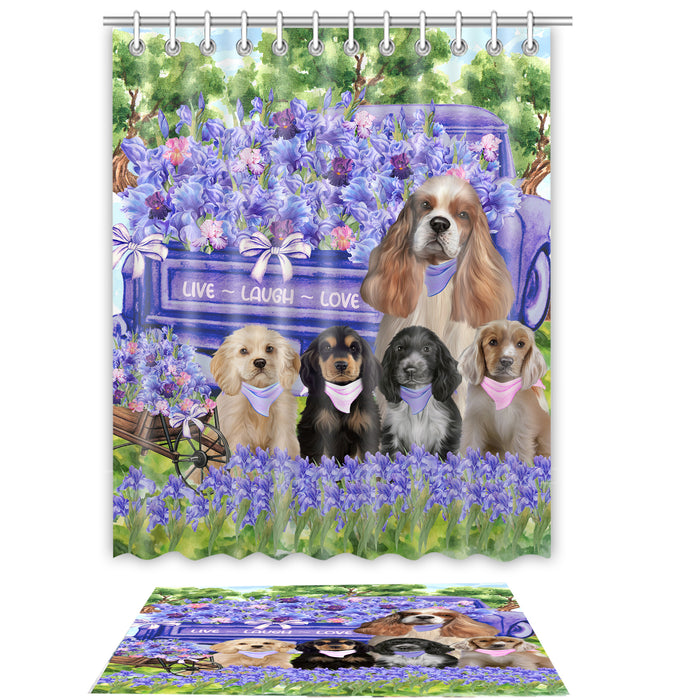 Cocker Spaniel Shower Curtain & Bath Mat Set: Explore a Variety of Designs, Custom, Personalized, Curtains with hooks and Rug Bathroom Decor, Gift for Dog and Pet Lovers