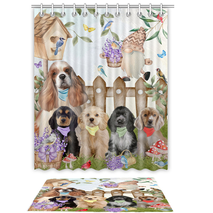 Cocker Spaniel Shower Curtain with Bath Mat Combo: Curtains with hooks and Rug Set Bathroom Decor, Custom, Explore a Variety of Designs, Personalized, Pet Gift for Dog Lovers