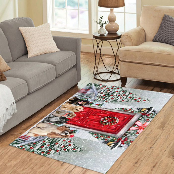 Christmas Holiday Welcome Cocker Spaniel Dogs Area Rug - Ultra Soft Cute Pet Printed Unique Style Floor Living Room Carpet Decorative Rug for Indoor Gift for Pet Lovers