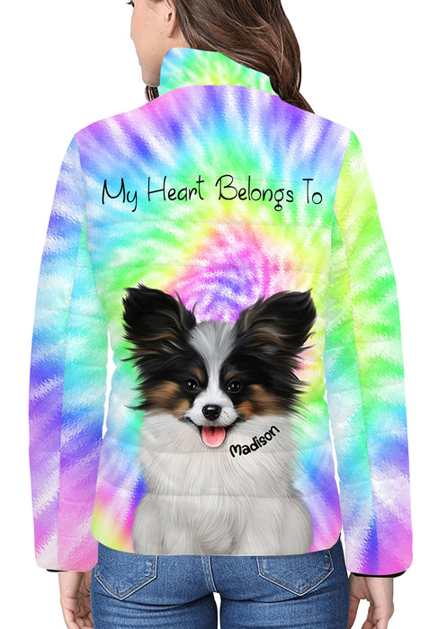 Add Your PERSONALIZED PET Painting Portrait on Tie Dye Women's Stand Collar Padded Jacket