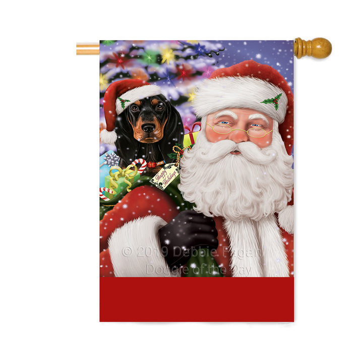 Personalized Santa Carrying Coonhound Dog and Christmas Presents Custom House Flag FLG-DOTD-A63457