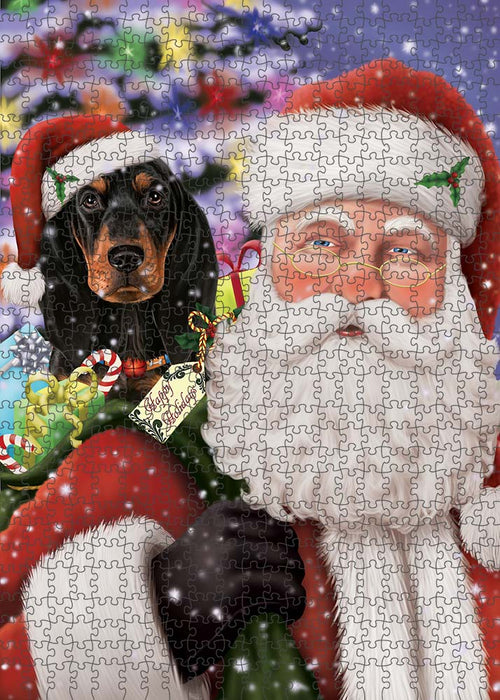 Santa Carrying Coonhound Dog and Christmas Presents Puzzle  PUZL90216