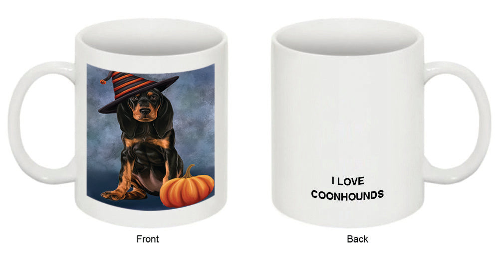 Happy Halloween Coonhound Dog Wearing Witch Hat with Pumpkin Coffee Mug MUG50291