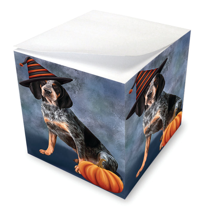 Happy Halloween Coonhound Dog Wearing Witch Hat with Pumpkin Note Cube NOC56540