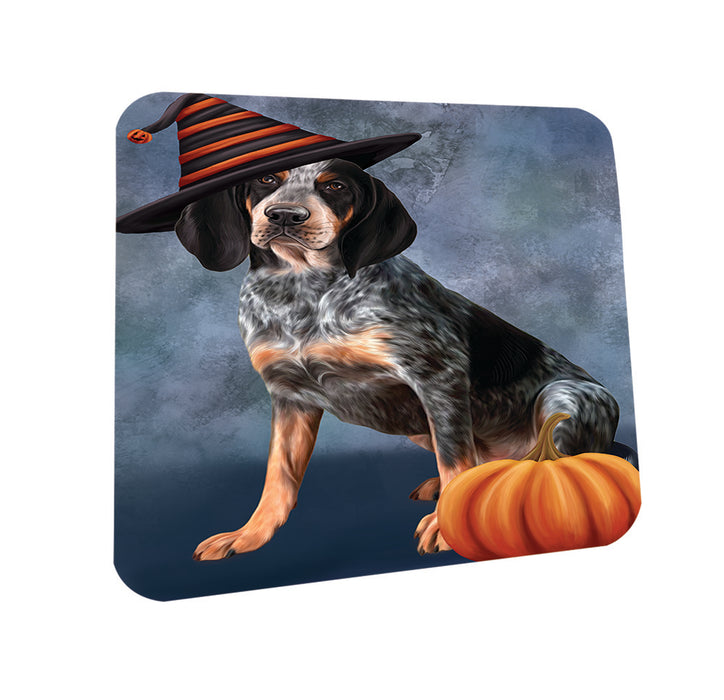Happy Halloween Coonhound Dog Wearing Witch Hat with Pumpkin Coasters Set of 4 CST54852