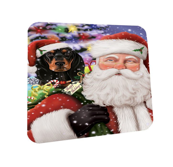 Santa Carrying Coonhound Dog and Christmas Presents Coasters Set of 4 CST55461