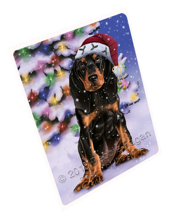 Winterland Wonderland Coonhound Dog In Christmas Holiday Scenic Background Large Refrigerator / Dishwasher Magnet RMAG96474