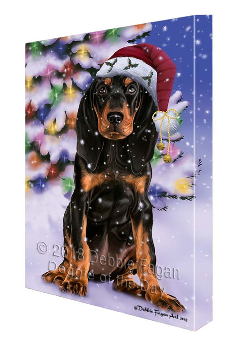 Winterland Wonderland Coonhound Dog In Christmas Holiday Scenic Background Canvas Print Wall Art Décor CVS121238