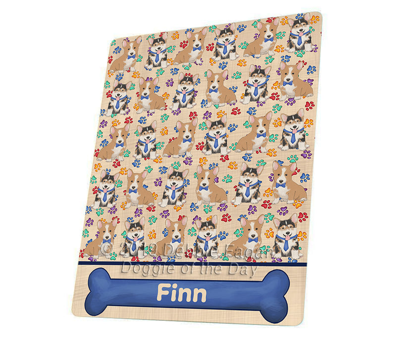 Rainbow Paw Print Corgi Dogs Blanket BLNKT135813
