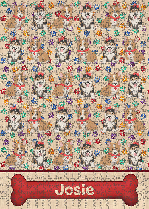 Rainbow Paw Print Corgi Dogs Puzzle with Photo Tin PUZL97716