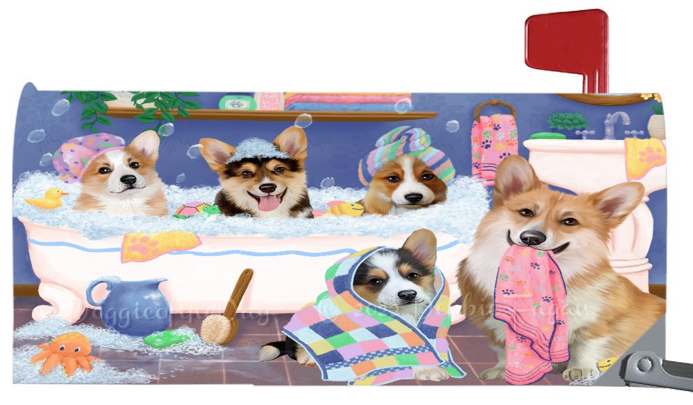 Rub A Dub Dogs In A Tub Corgi Dog Magnetic Mailbox Cover Both Sides Pet Theme Printed Decorative Letter Box Wrap Case Postbox Thick Magnetic Vinyl Material