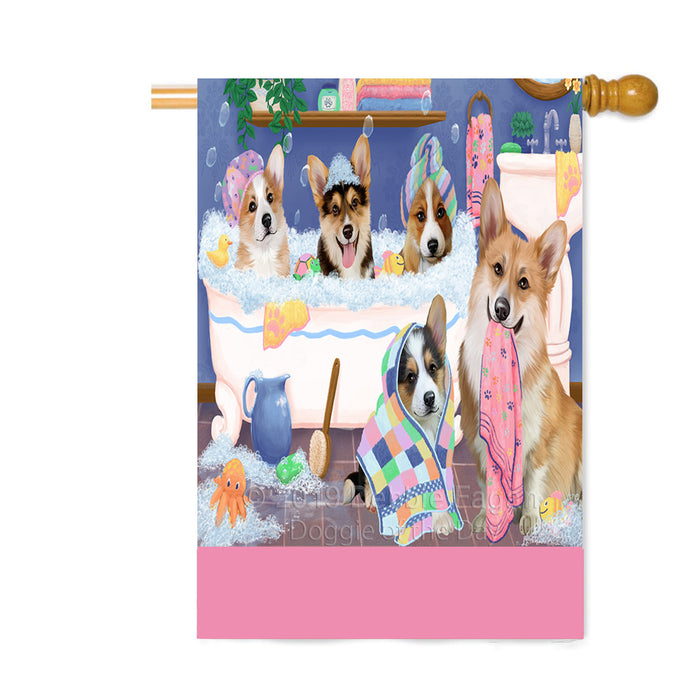 Personalized Rub A Dub Dogs In A Tub Corgi Dogs Custom House Flag FLG64336