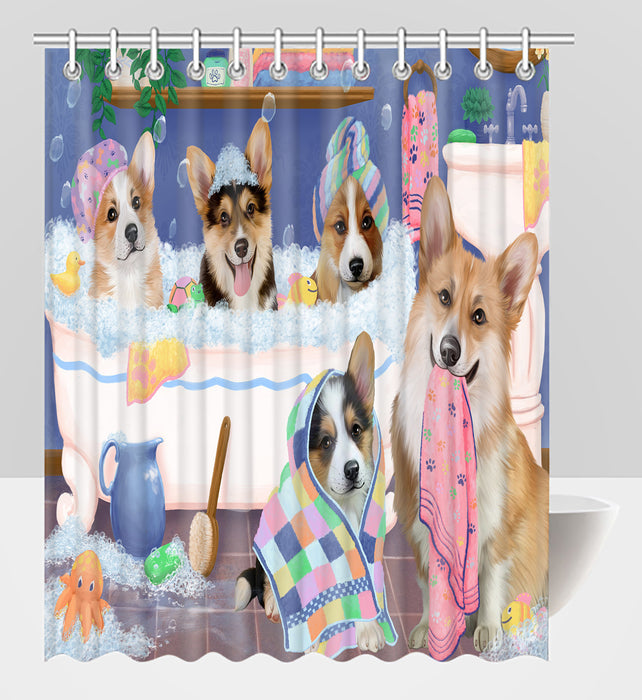 Rub A Dub Dogs In A Tub Corgi Dogs Shower Curtain