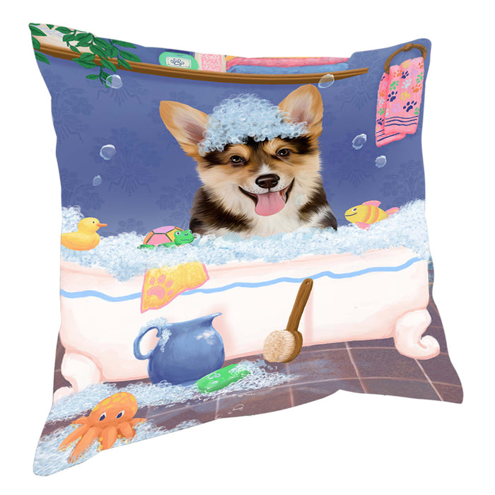 Rub A Dub Dog In A Tub Corgi Dog Pillow with Top Quality High-Resolution Images - Ultra Soft Pet Pillows for Sleeping - Reversible & Comfort - Ideal Gift for Dog Lover - Cushion for Sofa Couch Bed - 100% Polyester, PILA90538