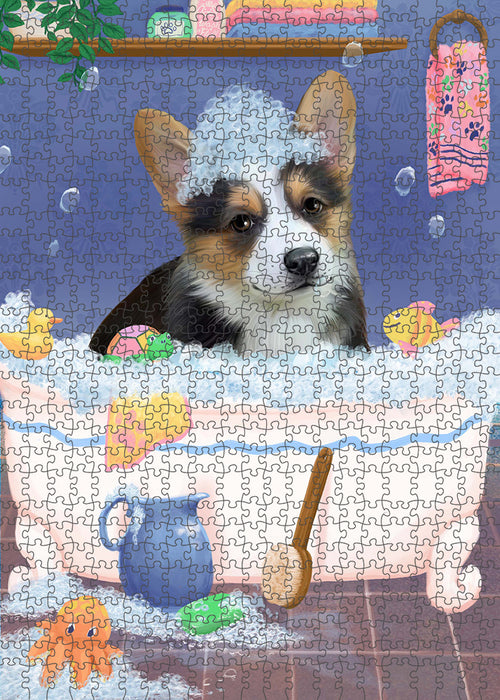 Rub A Dub Dog In A Tub Corgi Dog Portrait Jigsaw Puzzle for Adults Animal Interlocking Puzzle Game Unique Gift for Dog Lover's with Metal Tin Box PZL270
