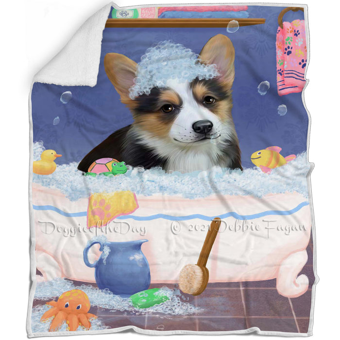 Rub A Dub Dog In A Tub Corgi Dog Blanket BLNKT143058