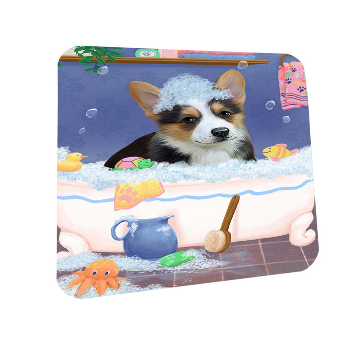 Rub A Dub Dog In A Tub Corgi Dog Coasters Set of 4 CST57316