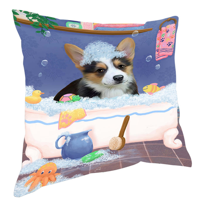 Rub A Dub Dog In A Tub Corgi Dog Pillow with Top Quality High-Resolution Images - Ultra Soft Pet Pillows for Sleeping - Reversible & Comfort - Ideal Gift for Dog Lover - Cushion for Sofa Couch Bed - 100% Polyester, PILA90529