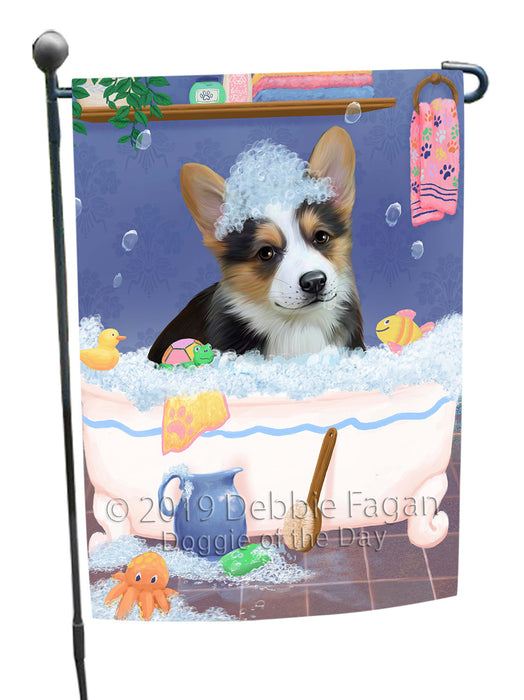 Rub A Dub Dog In A Tub Corgi Dog Garden Flag GFLG66214