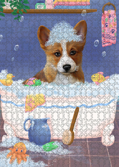 Rub A Dub Dog In A Tub Corgi Dog Portrait Jigsaw Puzzle for Adults Animal Interlocking Puzzle Game Unique Gift for Dog Lover's with Metal Tin Box PZL271