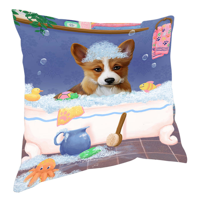Rub A Dub Dog In A Tub Corgi Dog Pillow with Top Quality High-Resolution Images - Ultra Soft Pet Pillows for Sleeping - Reversible & Comfort - Ideal Gift for Dog Lover - Cushion for Sofa Couch Bed - 100% Polyester, PILA90532