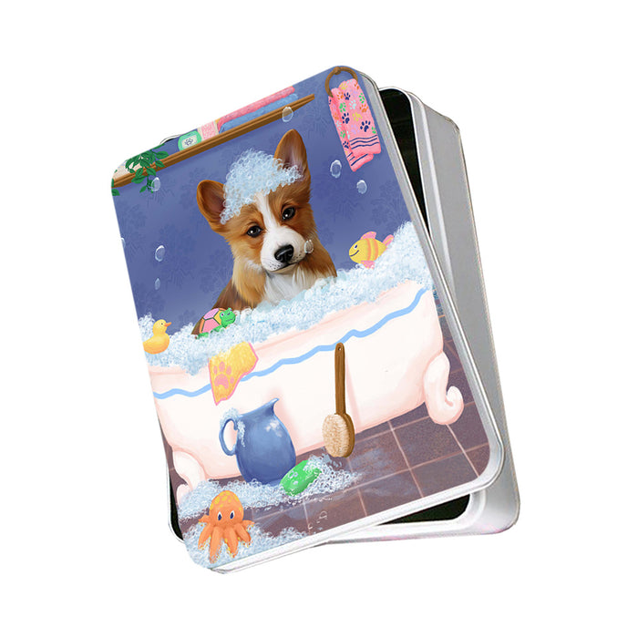 Rub A Dub Dog In A Tub Corgi Dog Photo Storage Tin PITN57302