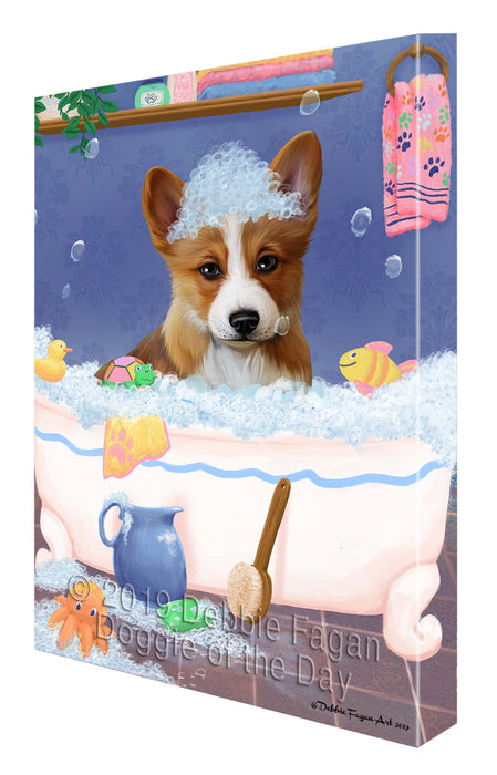 Rub A Dub Dog In A Tub Corgi Dog Canvas Print Wall Art Décor CVS142739
