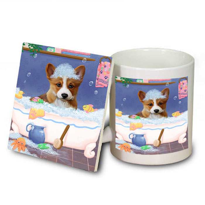 Rub A Dub Dog In A Tub Corgi Dog Mug and Coaster Set MUC57351