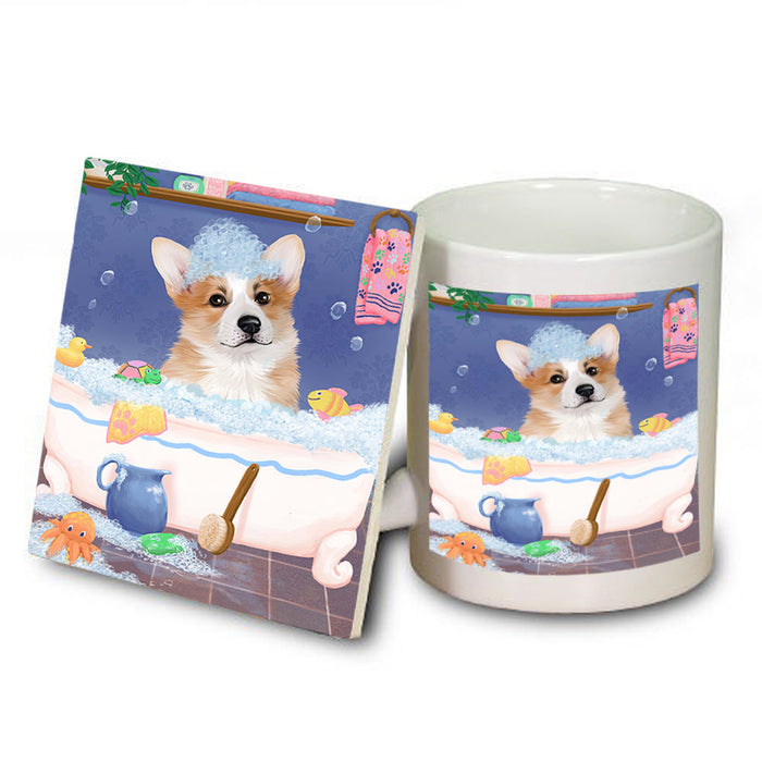Rub A Dub Dog In A Tub Corgi Dog Mug and Coaster Set MUC57352