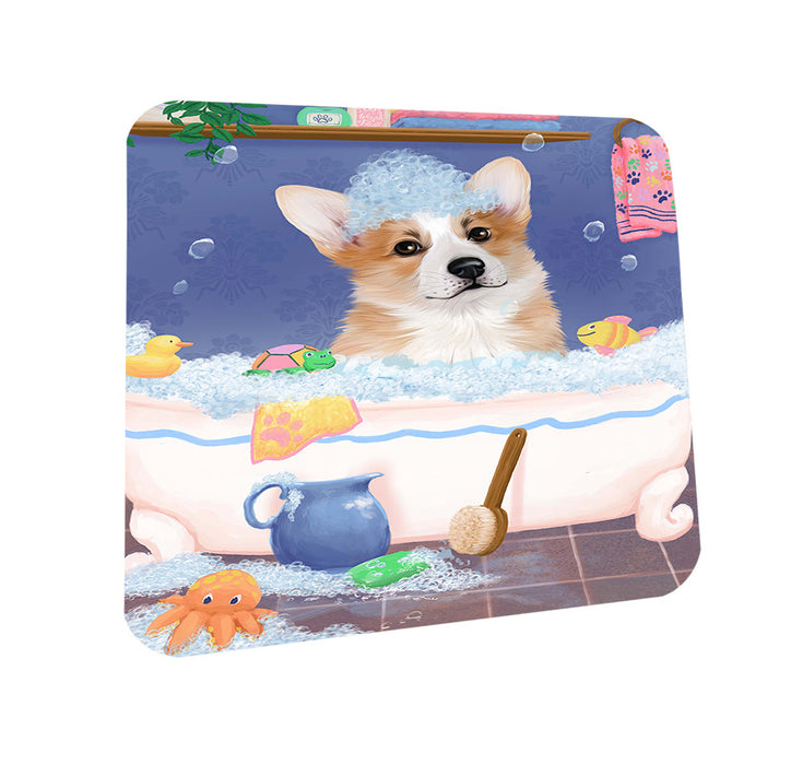 Rub A Dub Dog In A Tub Corgi Dog Coasters Set of 4 CST57318