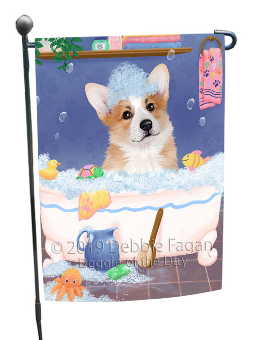 Rub A Dub Dog In A Tub Corgi Dog Garden Flag GFLG66216
