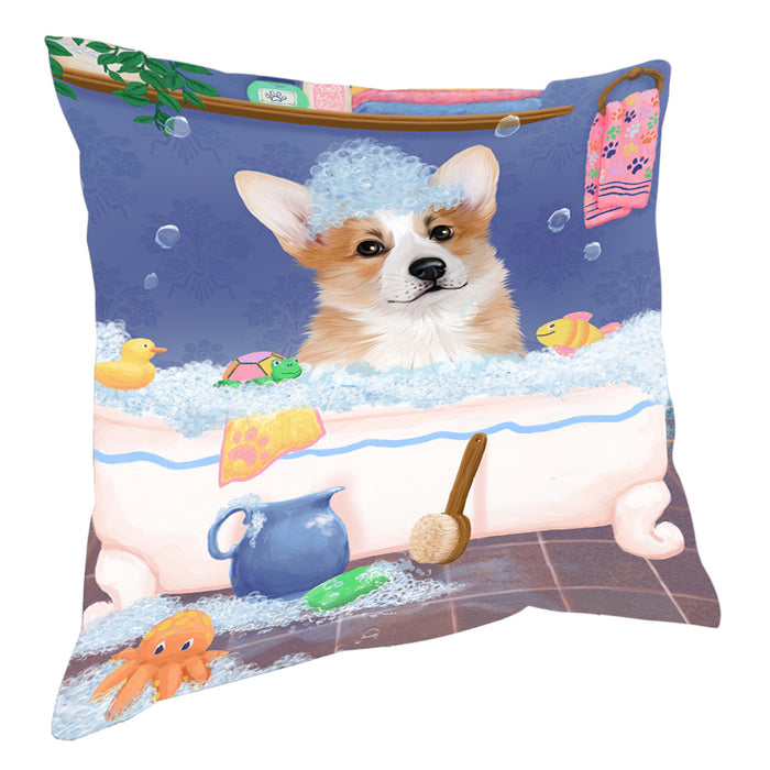 Rub A Dub Dog In A Tub Corgi Dog Pillow with Top Quality High-Resolution Images - Ultra Soft Pet Pillows for Sleeping - Reversible & Comfort - Ideal Gift for Dog Lover - Cushion for Sofa Couch Bed - 100% Polyester, PILA90535
