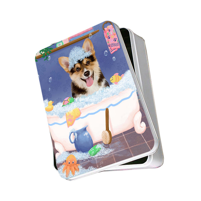 Rub A Dub Dog In A Tub Corgi Dog Photo Storage Tin PITN57304