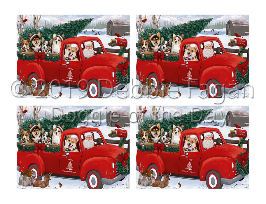 Christmas Santa Express Delivery Red Truck Corgi Dogs Placemat