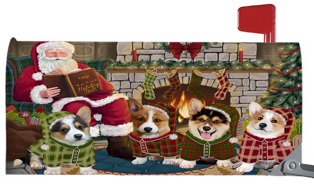 Christmas Cozy Holiday Fire Tails Corgi Dogs 6.5 x 19 Inches Magnetic Mailbox Cover Post Box Cover Wraps Garden Yard Décor MBC48898