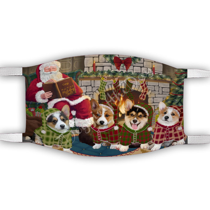 Christmas Cozy Holiday Fire Tails Corgi Dogs Face Mask FM48627