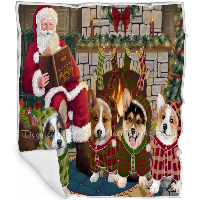 Christmas Cozy Holiday Tails Corgis Dog Blanket BLNKT115500