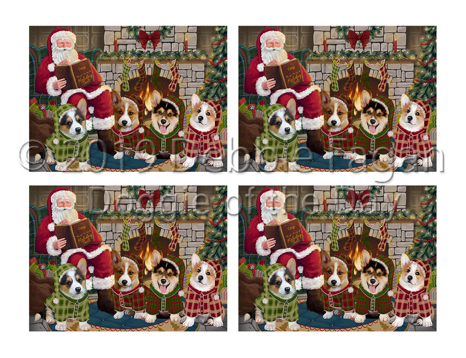 Christmas Cozy Holiday Fire Tails Corgi Dogs Placemat