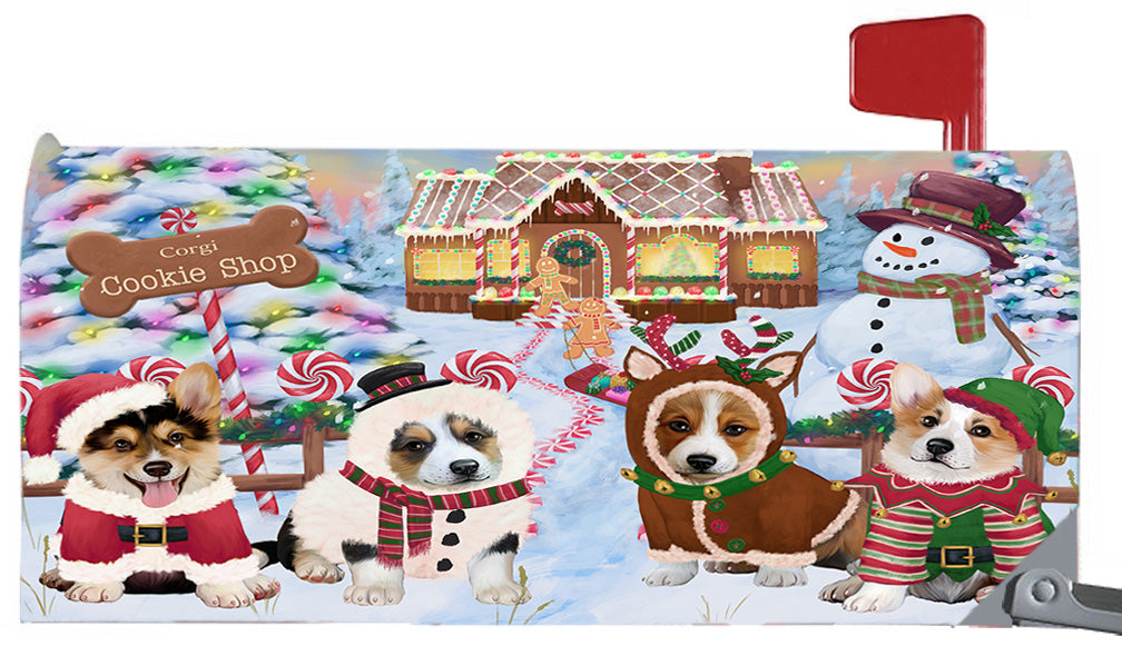 Christmas Holiday Gingerbread Cookie Shop Corgi Dogs 6.5 x 19 Inches Magnetic Mailbox Cover Post Box Cover Wraps Garden Yard Décor MBC48987
