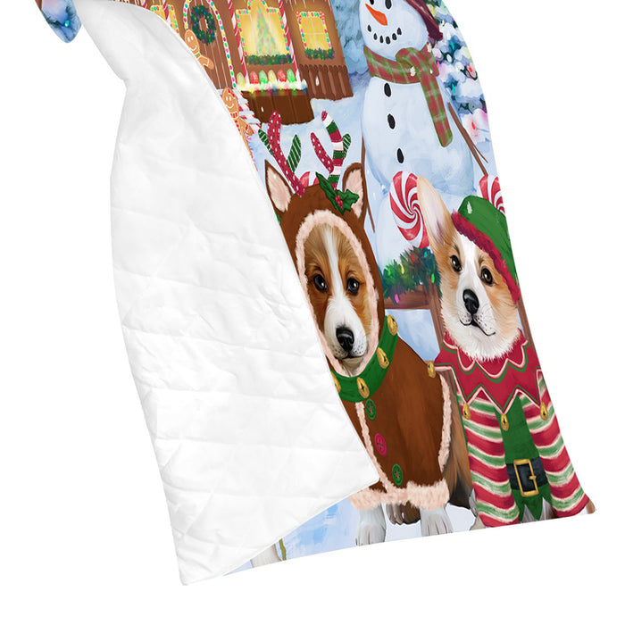 Holiday Gingerbread Cookie Corgi Dogs Quilt